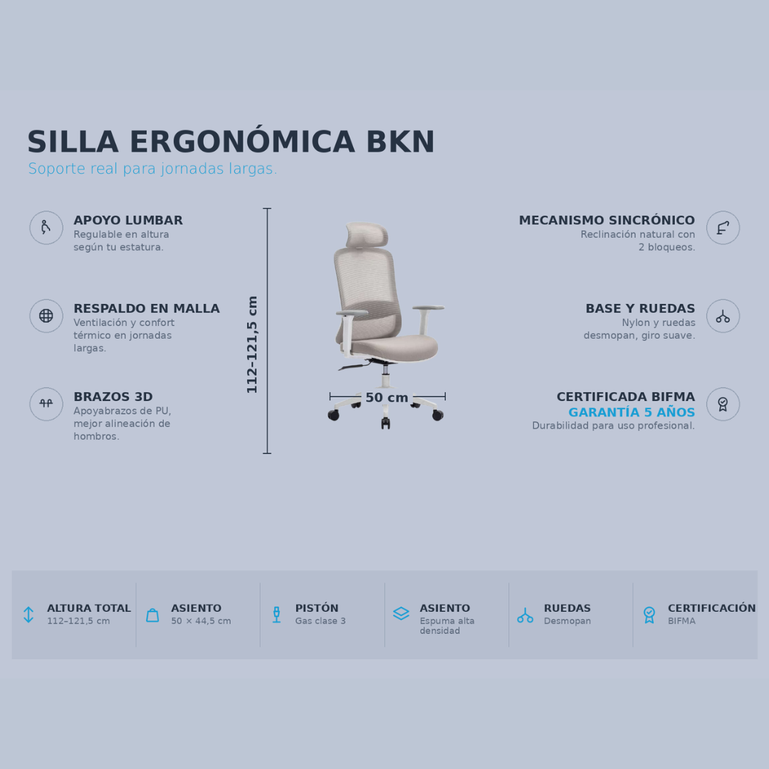 Silla Ergonómica BKN Gris