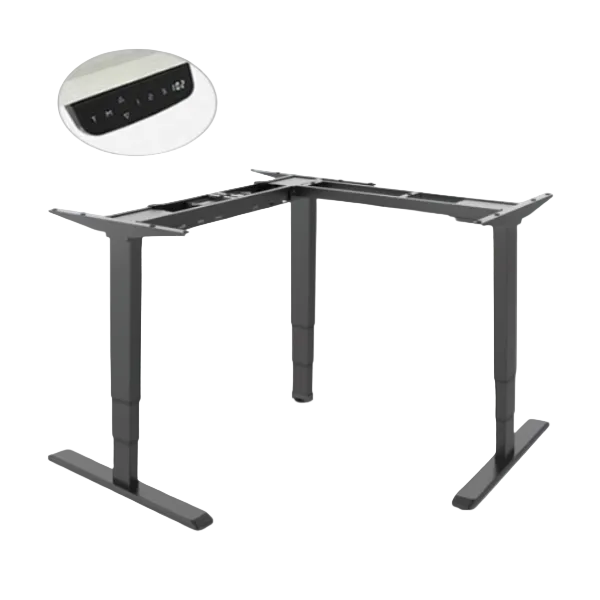 Base de Escritorio Alzable Negra Dual Motor EN L