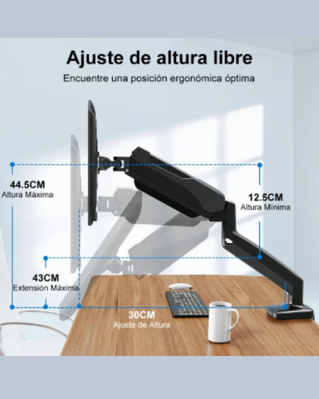Brazo Ergonómico a Gas 1 Monitor