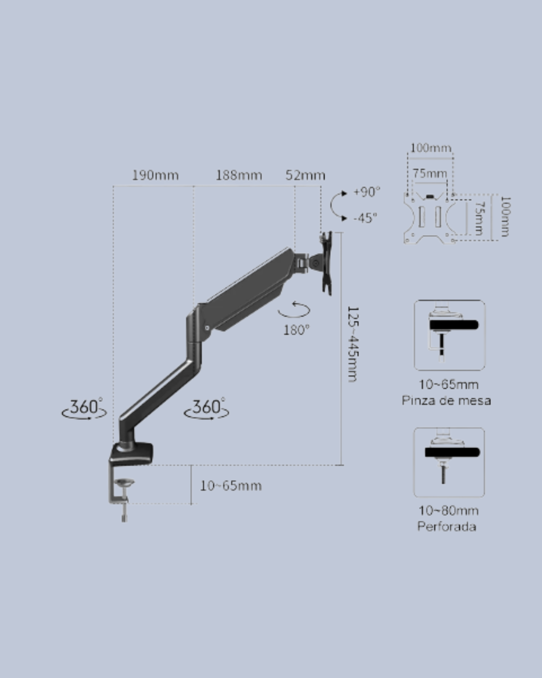 Brazo Ergonómico a Gas 1 Monitor