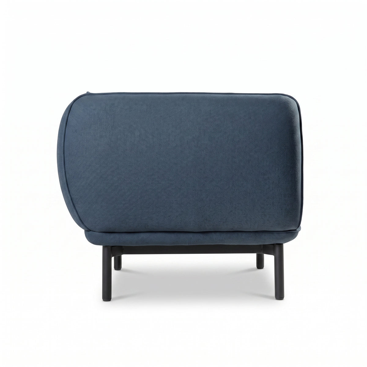 Sillón Sevilla tapizado en azul petróleo, vista posterior.